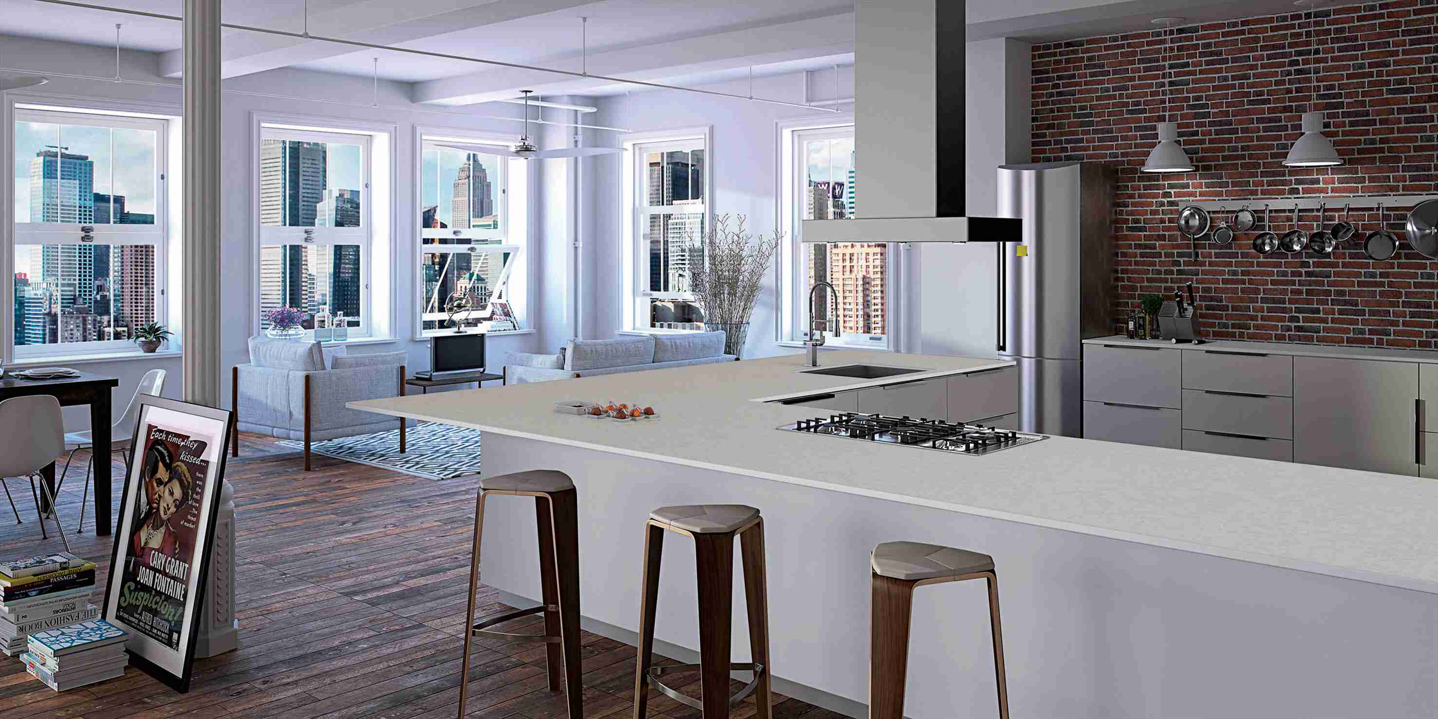 Engineered Quartz Designer Series FC812 Mont Gray Light for Countertops , Vanity , Prefab , Tiles , Walls 